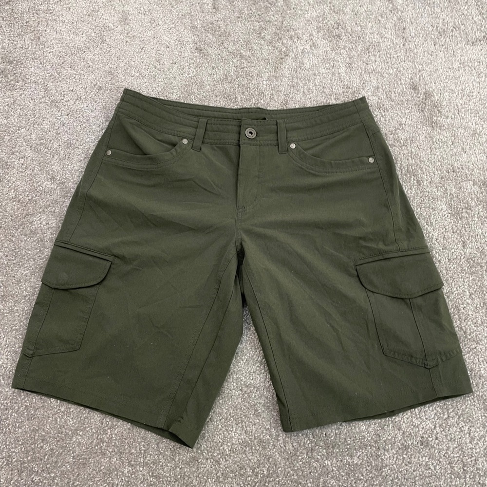 KUHL Shorts Womens 8 Olive Green Cargo Multi Pocket Hiking Outdoors Earthy Trail